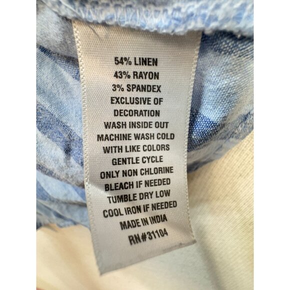 Crown & Ivy Womens Peplum Blouse Top Size M BlueStriped Sleeveless Linen Blend - Picture 3 of 12